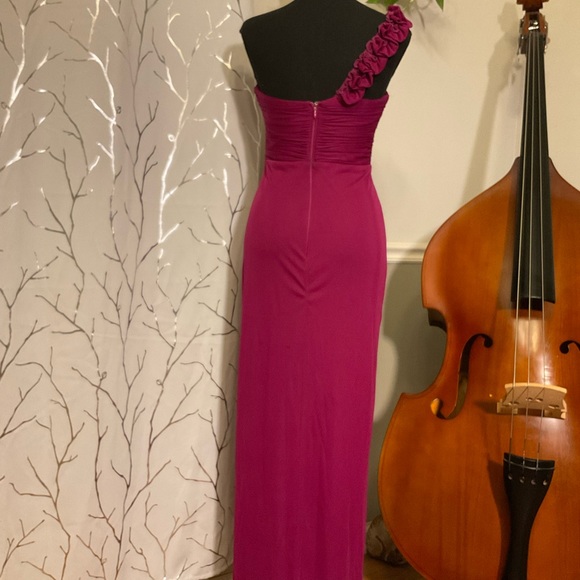 Cache brand, Magenta colored Gown, single shoulder strap, fitted bodice, s 4 - Picture 3 of 9